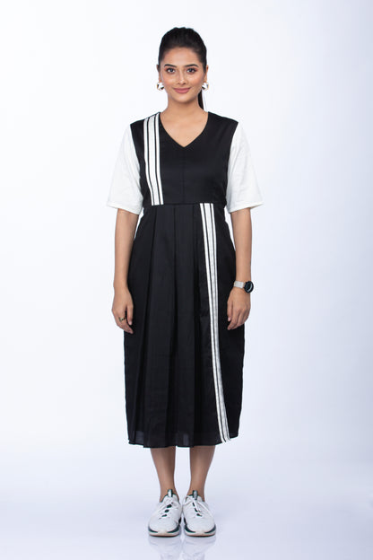SS16 Black dress with white stripes