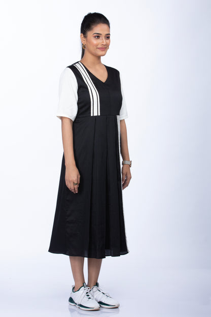 SS16 Black dress with white stripes